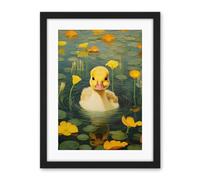Artery8 Whirlpool Duckling Lily Pads and Flowers Kids Bedroom Nursery Artwork Framed Wall Art Print 18X24 Inch