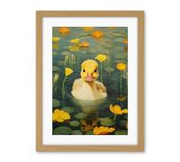 Artery8 Whirlpool Duckling Lily Pads and Flowers Kids Bedroom Nursery Artwork Framed Wall Art Print 18X24 Inch