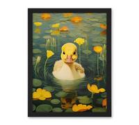 Artery8 Whirlpool Duckling Lily Pads and Flowers Kids Bedroom Nursery Artwork Framed Wall Art Print 18X24 Inch