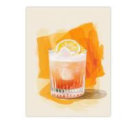 Artery8 Whiskey Sour Cocktail Fruit Slice Bar Watercolour Kitchen Extra Large XL Wall Art Poster Print