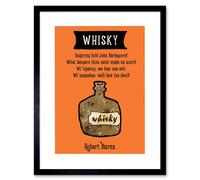 Artery8 Whisky Robert Burns Bottle Scotland Usquebae Poem Framed Art Print in Orange | Size: W12" x H16" Artery8 Orange W12" x H16"