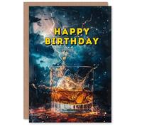 Artery8 Whisky Storm Lightning Clouds Night Drink For Him Man Birthday Card