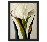 Artery8 White Calla Lily Flower Bouquet Detail Stylish Artwork Framed Wall Art Print A4 in Black Artery8 Black