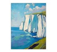 Artery8 White Cliffs of Dover Coastal Landscape Painting Living Room Large Wall Art Poster Print Thick Paper 18X24 Inch