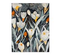 Artery8 White Crocus Flower Garden Artwork Dark Floral Wall Art Print in Blue | Size: W12" x H16" Artery8 Blue W12" x H16"