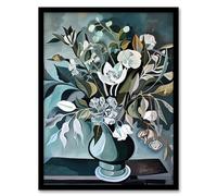 Artery8 White Flower Bouquet Vase Still Life Painting Living Room Artwork Framed Wall Art Print 18X24 Inch