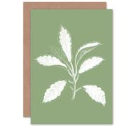 Artery8 White & Green Exotic Leaves Greetings Card Artery8 Green