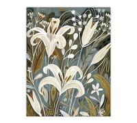 Artery8 White Lilies Flower Blooms Floral Artwork Living Room Extra Large XL Wall Art Poster Print