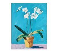 Artery8 White Orchid Flower Pot Painting Living Room Large Wall Art Poster Print Thick Paper 18X24 Inch