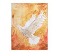 Artery8 White Peace Dove Warm Orange Red Watercolour Living Room Extra Large XL Wall Art Poster Print