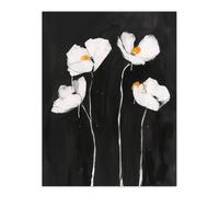 Artery8 White Poppy Flowers on Black Bold Floral Painting Wall Art Print | Size: W12" x H16" Artery8 Black W12" x H16"