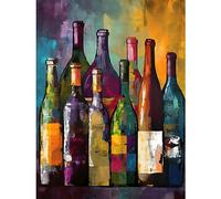 Artery8 White Rose and Red Glass Wine Bottles on Shelf Large Wall Art Poster Print Thick Paper 18X24 Inch