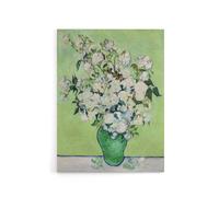 Artery8 White Roses In Green Vase Van Gogh Vintage Canvas Wall Art | Size: W18" x H24" Artery8 Green W18" x H24"