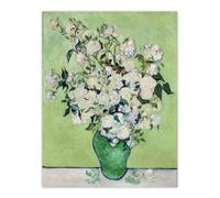 Artery8 White Roses In Green Vase XL Extra Large Wall Art Poster Print 24X32 Artwork By Van Gogh : Delicate Floral Still Life Suited For Bedroom Or Dining Area Expressing Calm Simplicity And Harmony