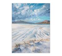 White Sands Luskentyre Beach Isle Harris Painting Wall Art Print Artery8 Blue W24 inch x H32 inch
