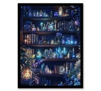 Artery8 White Witch Cupboard Books Crystals Potions Wall Art Print - A4 Size
