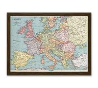 Whitney-Graham 1930 Europe Political Map Artwork Framed Wall Art Print A4 Artery8 Brown One Size