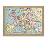 Whitney-Graham 1930 Europe Political Map Artwork Framed Wall Art Print A4 Artery8 Light Oak One Size
