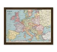 Artery8 Whitney-Graham 1930 Europe Political Map Artwork Framed Wall Art Print A4