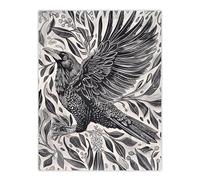Artery8 Wild Black Raven in Flight Painting Magic Gothic Living Room Extra Large XL Wall Art Poster Print