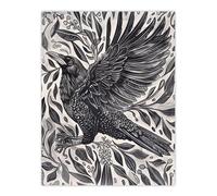 Artery8 Wild Black Raven in Flight Painting Magic Gothic Living Room Unframed Wall Art Print Poster Home Decor Premium