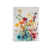 Artery8 Wild Flowers Abstract Watercolour Canvas Wall Art Print | Size: W24" x H32" Artery8 Multicolor W24" x H32"