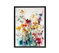 Artery8 Wild Flowers Abstract Watercolour Framed Canvas Wall Art Print | Size: W12" x H16" Artery8 Multicolor W12" x H16"
