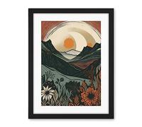 Artery8 Wild Flowers in Scottish Hills Sunrise Landscape Artwork Framed Wall Art Print 18X24 Inch