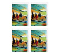 Artery8 Wild Scottish Autumn Landscape Colourful Trees Pack of 4 Art Cards | Size: 4 Pack Artery8 Multicolor 4 Pack