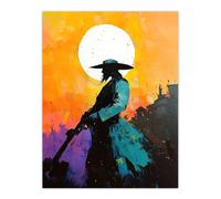 Artery8 Wild West Sunset Desperado Cowboy Concept Art Living Room Extra Large XL Wall Art Poster Print