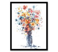 Artery8 Wildflower Bouquet in Vase Abstract Watercolour For Living Room Artwork Framed Wall Art Print A4