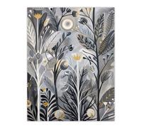 Artery8 Wildflower Meadow Grey Orange Botanical Folk Art Wall Art Print | Size: W12" x H16" Artery8 Grey W12" x H16"