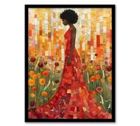 Artery8 Wildflower Meadow Woman Flower Mosaic Collage Living Room Artwork Framed Wall Art Print 18X24 Inch
