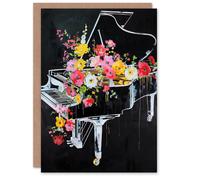 Artery8 Wildflowers in Grand Piano Street Art Graffiti Greeting Card Birthday in Black Artery8 Black