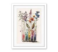 Artery8 Wildflowers Rainbow Colour Water Glass Test Tubes Artwork Framed Wall Art Print 18X24 Inch