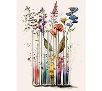 Artery8 Wildflowers Rainbow Colour Water Glass Test Tubes Extra Large XL Wall Art Poster Print