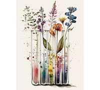 Artery8 Wildflowers Rainbow Colour Water Glass Test Tubes Large Wall Art Poster Print Thick Paper 18X24 Inch