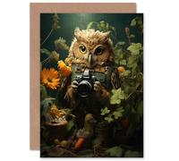 Artery8 Wildlife Photographer Owl Fan Custom Greeting Card Personalised Message Inside for Him or Her Man Woman Birthday Thank You Congratulations