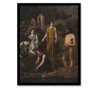 Artery8 Wilhelm Marstrand Nausicaa Brings Odysseus Clothes Framed Art Print in Green | Size: A4 Artery8 Green A4