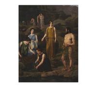 Artery8 Wilhelm Marstrand Nausicaa Brings Odysseus Clothes Wall Art Print in Green | Size: W18" x H24" Artery8 Green W18" x H24"