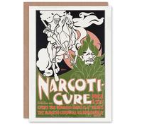 Artery8 Will H Bradley Narcoticure Vintage Advert Art Greeting Card in Green Artery8 Green