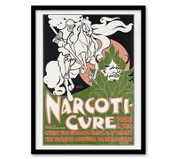 Artery8 Will H Bradley Narcoticure Vintage Advert Framed Wall Art Print in Green | Size: A4 Artery8 Green A4