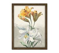 Artery8 Willem Van Leen Yellow And White Lilies Still Life Artwork Framed Wall Art Print 18X24 Inch