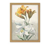Artery8 Willem Van Leen Yellow And White Lilies Still Life Artwork Framed Wall Art Print 18X24 Inch