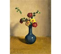 Artery8 Willem Witsen Marigold In A Blue Vase Painting Premium Wall Art Canvas Print 18X24 Inch