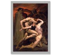 Artery8 William Adolphe Bouguereau Dante Virgil Hell A4 Artwork Framed Wall Art Print in Light Grey Artery8 Light Grey