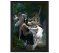 Artery8 William Adolphe Bouguereau Nymphs Satyr Painting Artwork Framed Wall Art Print A4