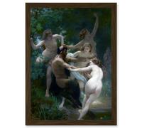 William Adolphe Bouguereau Nymphs Satyr Painting Artwork Framed Wall Art Print A4 Artery8 Brown One Size