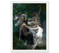 William Adolphe Bouguereau Nymphs Satyr Painting Artwork Framed Wall Art Print A4 Artery8 White One Size