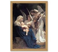 Artery8 William Adolphe Bouguereau Song Of Angels A4 Artwork Framed Wall Art Print in Light Oak Artery8 Light Oak